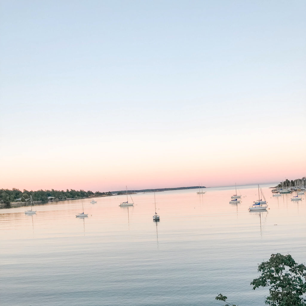 Cadboro Bay water with sailboats